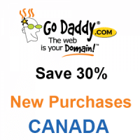 GoDaddy Canada coupon : 30% off on all New orders , Hosting from $1/mo, Domain .ca $9.99 and .Com from $0.99