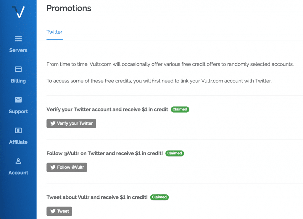 Vultr Twitter Promotion